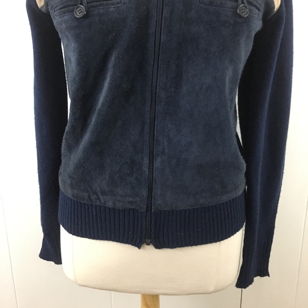 Vintage Unisex Knit Leather Shacket XL Men’s Women’s Zip Up Sweater Jacket - Picture 3 of 10